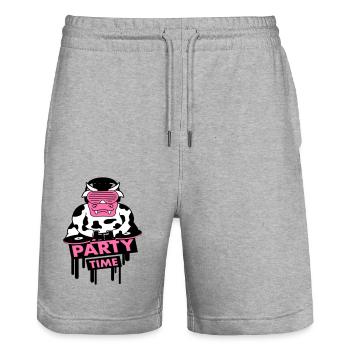 Drôle de fête temps lait vache graffiti citation d’animal - Short de jogging bio TRAINER Stanley/Stella unisexe - gris chiné - Devant - Nik (191cm) & Marisol (170cm)