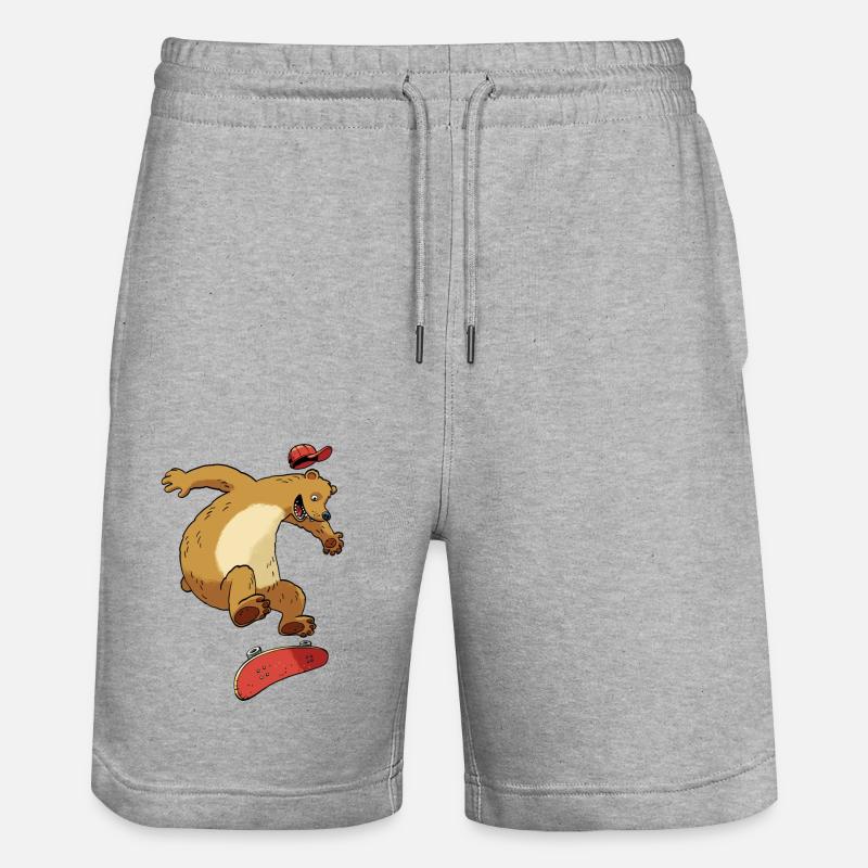 Orso sullo skateboard - Pantaloncini da jogger ecologici unisex Trainer di Stanley/Stella - grigio melange