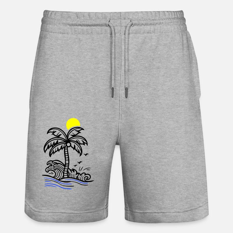 Palm Tree Holidays Beach Summer - Stanley/Stella Trainer Unisex Organic Jogging Shorts - heather grey
