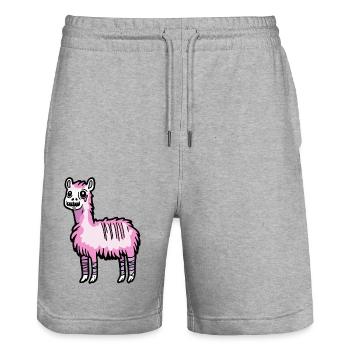 Alpaka Llama Halloween Comic Lustig - Stanley/Stella Unisex Bio Joggingshorts Trainer  - Grau meliert - Vorne - Nik (191cm) & Marisol (170cm)