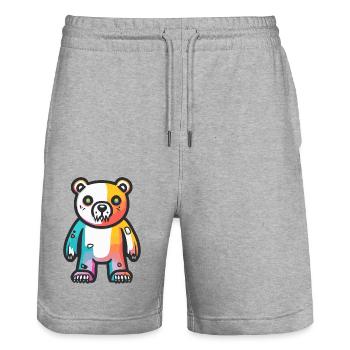 Polar Bear Halloween Comic Funny - Stanley/Stella Trainer Unisex Organic Jogging Shorts - heather grey - Front - Nik (191cm) & Marisol (170cm)