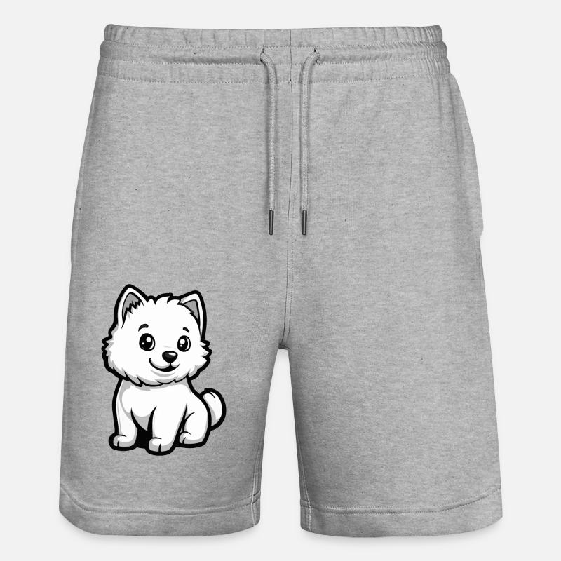 Samoyède chien bande dessinée mignon - Short de jogging bio TRAINER Stanley/Stella unisexe - gris chiné