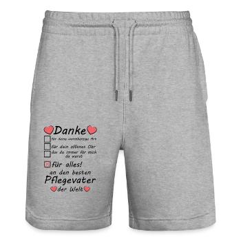 Pflegevater Vatertag Danke sagen Geburtstag - Stanley/Stella Unisex Bio Joggingshorts Trainer  - Grau meliert - Vorne - Nik (191cm) & Marisol (170cm)