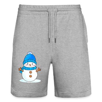 Bonhomme de neige - Short de jogging bio TRAINER Stanley/Stella unisexe - gris chiné - Devant - Nik (191cm) & Marisol (170cm)