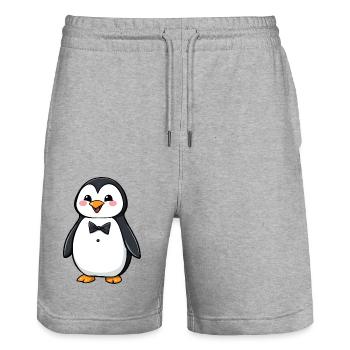 Elegant Black-Tie Penguin in Winter Wonderland - Stanley/Stella Trainer Unisex Organic Jogging Shorts - heather grey - Front - Nik (191cm) & Marisol (170cm)
