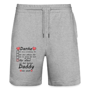 Beste Daddy der Welt Danke sagen Vatertag - Stanley/Stella Unisex Bio Joggingshorts Trainer  - Grau meliert - Vorne - Nik (191cm) & Marisol (170cm)