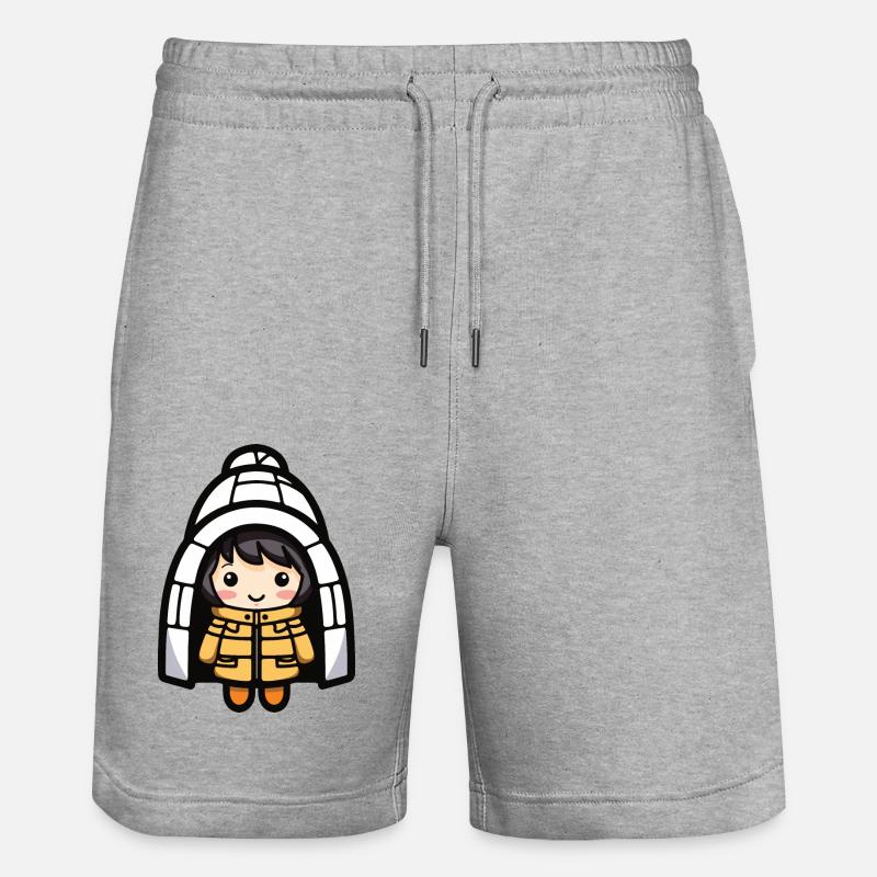 Eskimo Winter Comic Igloo - Stanley/Stella Trainer Unisex Organic Jogging Shorts - heather grey