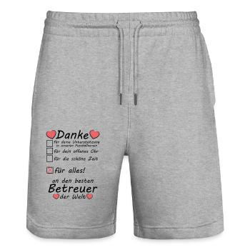 Fussball Betreuer beste Danke sagen zum Abschied - Stanley/Stella Unisex Bio Joggingshorts Trainer  - Grau meliert - Vorne - Nik (191cm) & Marisol (170cm)
