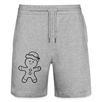 lebkuchenmann - Stanley/Stella Unisex Bio Joggingshorts Trainer  - Grau meliert - Vorne - Nik (191cm) & Marisol (170cm)