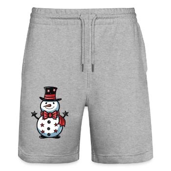 Snowman Winter Christmas - Stanley/Stella Trainer Unisex Organic Jogging Shorts - heather grey - Front - Nik (191cm) & Marisol (170cm)
