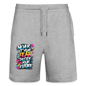 graffiti street art spray vintage quotes retro rap - Stanley/Stella Trainer Unisex Organic Jogging Shorts - heather grey - Front - Nik (191cm) & Marisol (170cm)