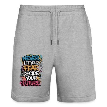 graffiti street art spray vintage quotes retro rap - Stanley/Stella Trainer Unisex Organic Jogging Shorts - heather grey - Front - Nik (191cm) & Marisol (170cm)