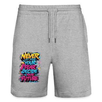 graffiti street art spray vintage quotes retro rap - Stanley/Stella Trainer Unisex Organic Jogging Shorts - heather grey - Front - Nik (191cm) & Marisol (170cm)