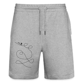 Un surfeur fait des boucles - Short de jogging bio TRAINER Stanley/Stella unisexe - gris chiné - Devant - Nik (191cm) & Marisol (170cm)