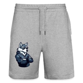 Wolf Cool - Stanley/Stella Unisex Bio Joggingshorts Trainer  - Grau meliert - Vorne - Nik (191cm) & Marisol (170cm)
