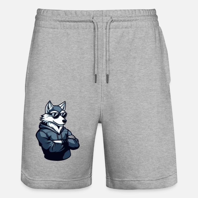 Wolf Cool - Stanley/Stella Unisex Bio Joggingshorts Trainer  - Grau meliert