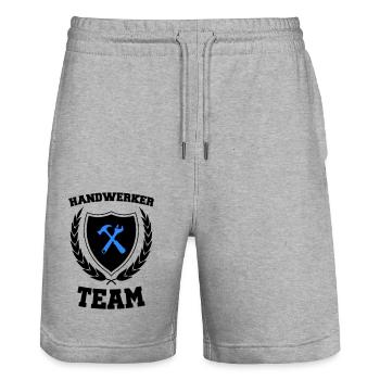 Craftsman Team - Stanley/Stella Trainer Unisex Organic Jogging Shorts - heather grey - Front - Nik (191cm) & Marisol (170cm)