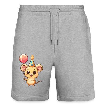 Mouse Birthday Comic - Stanley/Stella Trainer Unisex Organic Jogging Shorts - heather grey - Front - Nik (191cm) & Marisol (170cm)