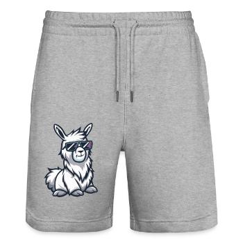Alpaka Llama Comic Cool - Stanley/Stella Unisex Bio Joggingshorts Trainer  - Grau meliert - Vorne - Nik (191cm) & Marisol (170cm)