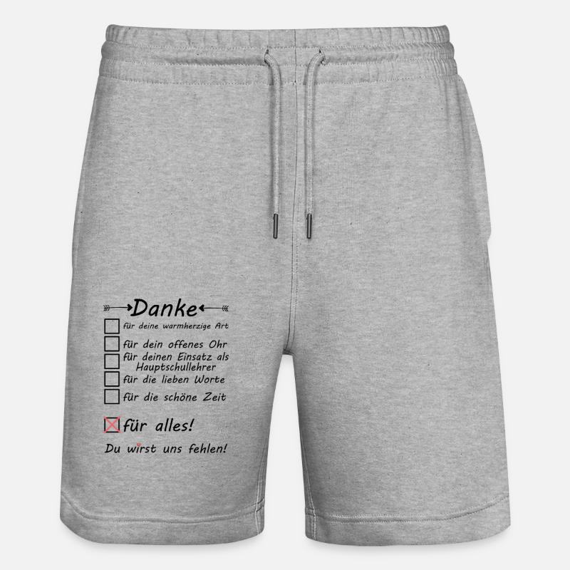 Lehrer Hauptschule Abschiedsgeschenk Abschied - Stanley/Stella Unisex Bio Joggingshorts Trainer  - Grau meliert