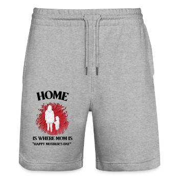 Home is Where Mother Is | Mothers Day T-shirts - Stanley/Stella Trainer Unisex Organic Jogging Shorts - heather grey - Front - Nik (191cm) & Marisol (170cm)