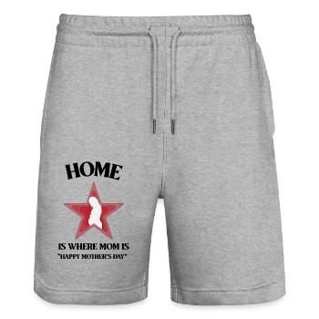Zuhause ist, wo Mutter von Herzen kommt Muttertagsgeschenk - Stanley/Stella Unisex Bio Joggingshorts Trainer  - Grau meliert - Vorne - Nik (191cm) & Marisol (170cm)