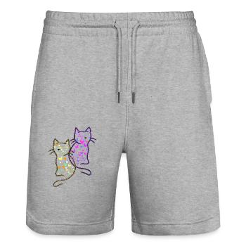 années 80 des années 90 chats chat été enfant enfants bébé - Short de jogging bio TRAINER Stanley/Stella unisexe - gris chiné - Devant - Nik (191cm) & Marisol (170cm)