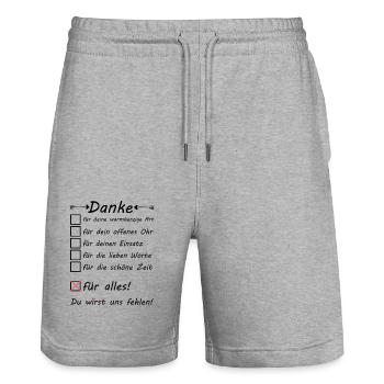 Mitarbeiter Abschiedsgeschenk Abschied - Stanley/Stella Unisex Bio Joggingshorts Trainer  - Grau meliert - Vorne - Nik (191cm) & Marisol (170cm)