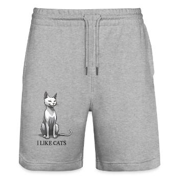 Mag Katzen - Stanley/Stella Unisex Bio Joggingshorts Trainer  - Grau meliert - Vorne - Nik (191cm) & Marisol (170cm)