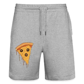 Pizza Slice - Olives - Stanley/Stella Trainer Unisex Organic Jogging Shorts - heather grey - Front - Nik (191cm) & Marisol (170cm)
