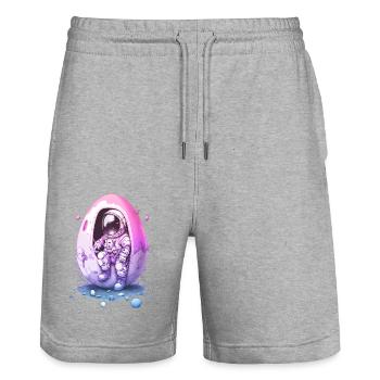 Pâques Pâques Lapin Veille de Pâques Dimanche de Pâques Oeuf de Pâques Printemps - Short de jogging bio TRAINER Stanley/Stella unisexe - gris chiné - Devant - Nik (191cm) & Marisol (170cm)