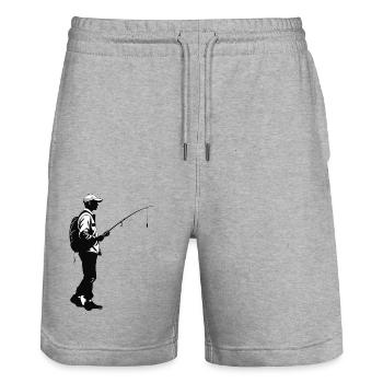 Angler - Funny Angler T-Shirt - Short de jogging bio TRAINER Stanley/Stella unisexe - gris chiné - Devant - Nik (191cm) & Marisol (170cm)
