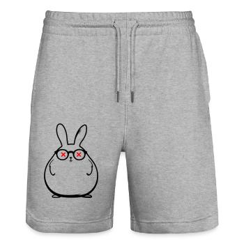 Lapin Drôle Pâques Drôle - Short de jogging bio TRAINER Stanley/Stella unisexe - gris chiné - Devant - Nik (191cm) & Marisol (170cm)