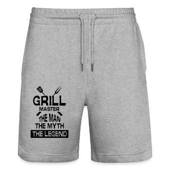 maître du gril l'homme le mythe la légende - Short de jogging bio TRAINER Stanley/Stella unisexe - gris chiné - Devant - Nik (191cm) & Marisol (170cm)