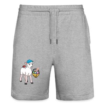 80er 90er Lamm Lämmer Schaf Schafe Ostern - Stanley/Stella Unisex Bio Joggingshorts Trainer  - Grau meliert - Vorne - Nik (191cm) & Marisol (170cm)