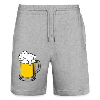 Beer - Stanley/Stella Trainer Unisex Organic Jogging Shorts - heather grey - Front - Nik (191cm) & Marisol (170cm)