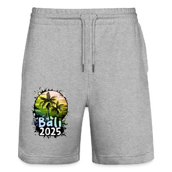 Bali 2025 Urlaub Palmen - Stanley/Stella Unisex Bio Joggingshorts Trainer  - Grau meliert - Vorne - Nik (191cm) & Marisol (170cm)