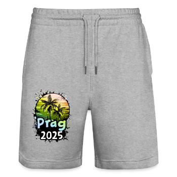Prag 2025 Urlaub Palmen - Stanley/Stella Unisex Bio Joggingshorts Trainer  - Grau meliert - Vorne - Nik (191cm) & Marisol (170cm)