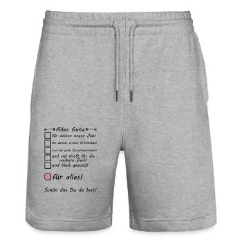 Alles Gute für deinen ersten Arbeitstag Kollege - Stanley/Stella Unisex Bio Joggingshorts Trainer  - Grau meliert - Vorne - Nik (191cm) & Marisol (170cm)