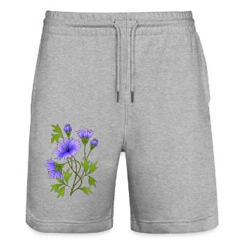 Flowers - Stanley/Stella Trainer Unisex Organic Jogging Shorts - heather grey - Front - Nik (191cm) & Marisol (170cm)