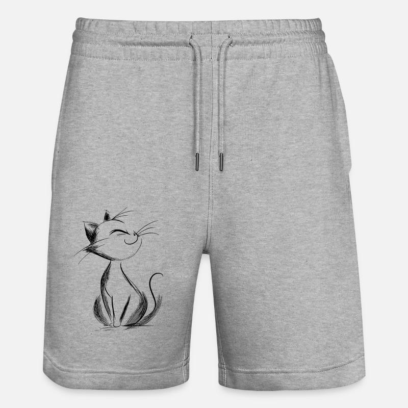 Illustration de chaton heureux - Short de jogging bio TRAINER Stanley/Stella unisexe - gris chiné