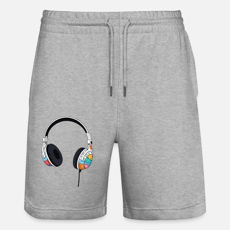 Kophörer Headset Comic Style - Stanley/Stella Unisex Bio Joggingshorts Trainer  - Grau meliert