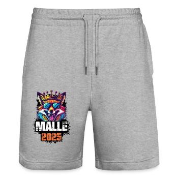 Malle 2025 Urlaub Fuchs - Stanley/Stella Unisex Bio Joggingshorts Trainer  - Grau meliert - Vorne - Nik (191cm) & Marisol (170cm)