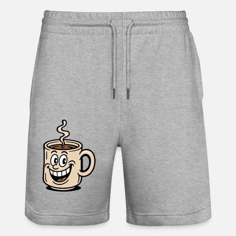 Coffee Cup Comic - Stanley/Stella Trainer Unisex Organic Jogging Shorts - heather grey