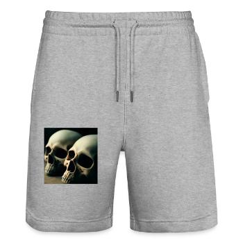 Toten kopf disgn - Stanley/Stella Unisex Bio Joggingshorts Trainer  - Grau meliert - Vorne - Nik (191cm) & Marisol (170cm)