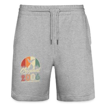 Original 2006 Vintage Retro Birthday Gift - Stanley/Stella Trainer Unisex Organic Jogging Shorts - heather grey - Front - Nik (191cm) & Marisol (170cm)