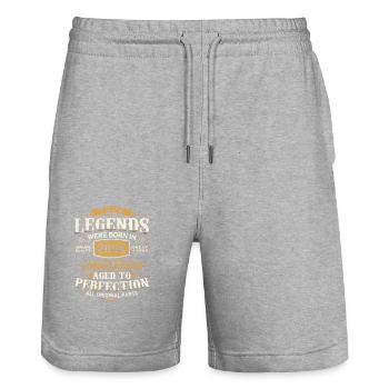 Jahrgang 2004 geboren Legenden Geburtstag Geschenk - Stanley/Stella Unisex Bio Joggingshorts Trainer  - Grau meliert - Vorne - Nik (191cm) & Marisol (170cm)