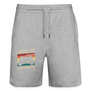 Level 80 Complete 80 Jahre Geburtstags Geschenk - Stanley/Stella Unisex Bio Joggingshorts Trainer  - Grau meliert - Vorne - Nik (191cm) & Marisol (170cm)