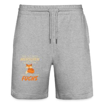 Das ist mein Menschenkostüm eigentlich Fuchs - Stanley/Stella Unisex Bio Joggingshorts Trainer  - Grau meliert - Vorne - Nik (191cm) & Marisol (170cm)