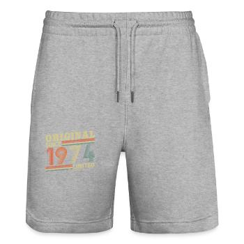 Original depuis 1974 Vintage cadeau d’anniversaire - Short de jogging bio TRAINER Stanley/Stella unisexe - gris chiné - Devant - Nik (191cm) & Marisol (170cm)